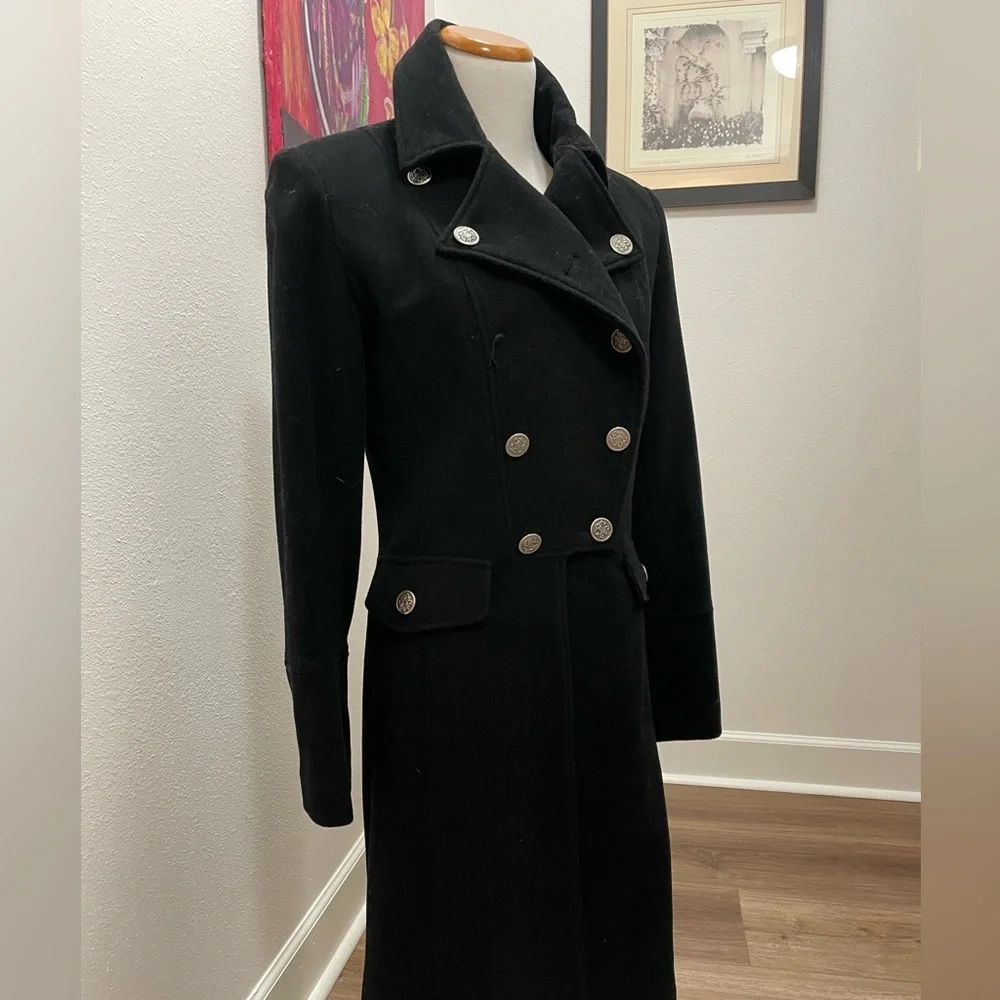 Long Line Wool Pea Coat - Picture 3 of 10